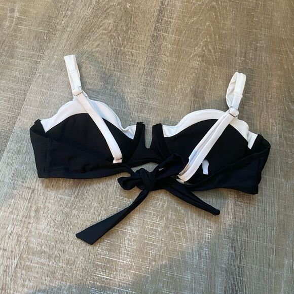 JIMMI SWIM NWT Tuxedo Bikini Set Swim Suit Size L Black White Demi Padded Cheeky - Picture 8 of 16